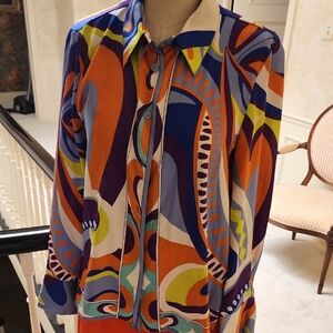 Zara Blue and Orange Abstract Shirt